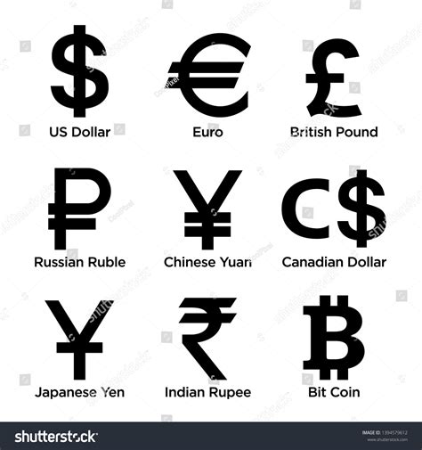 Currency Symbol Icons Set Collection Currency Stock Vector (Royalty ...