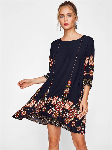 Flower Print Flowy Dress -SheIn(Sheinside)