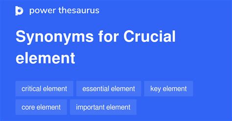 CRUCIAL ELEMENT Synonyms: 648 Similar Words & Phrases