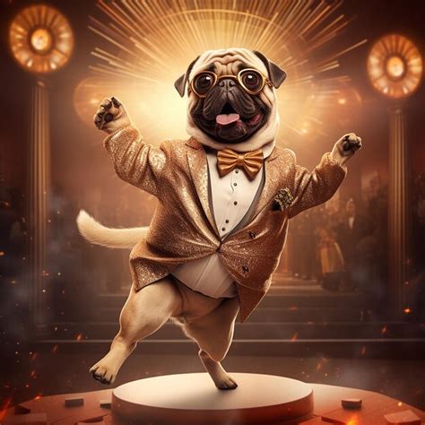 3Drendered pug dog club dancing with style | Premium AI-generated image