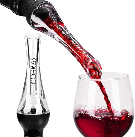 CORKAS Premium Wine Aerator - 2-in-1 Pourer and Decanter Spout for ...