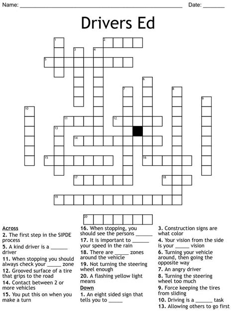 Crack the Code: Unveiling the Drivers Ed Crossword Puzzle Answer Key