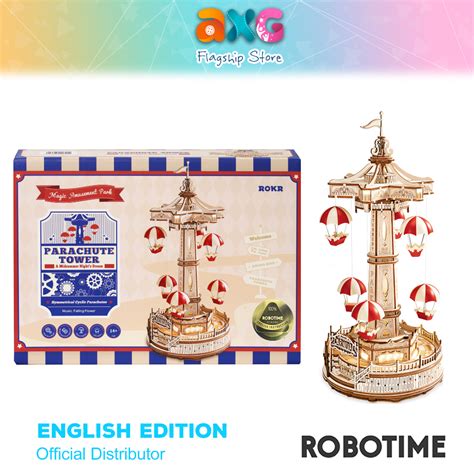 Robotime Rokr DIY Music Box Parachute Tower Wooden Building Block ...