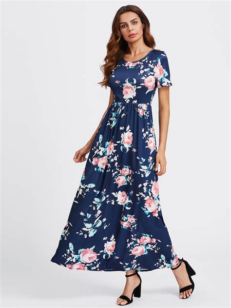 Flower Print Maxi Dress -SheIn(Sheinside)