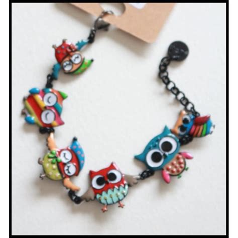 Bracelet BIJOUX LOL LOLILOTA chouette hibou bleu arc en ciel rouge fun ...