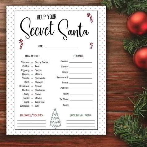 Secret Santa Gift Exchange Printable Christmas Games Secret Santa ...