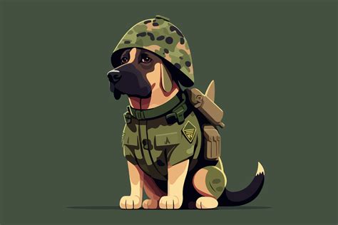 Soldier Dog Vector Illustration Graphic by BreakingDots · Creative Fabrica