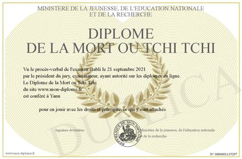 Diplome de la Mort ou Tchi Tchi