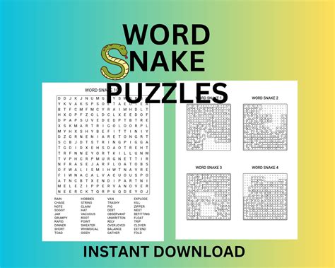 Word Snake Puzzles: 100 Printable Word Searches (instant Download) - Etsy