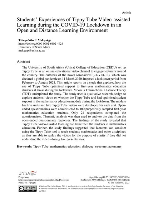 (PDF) Students’ Experiences of Tippy Tube Video-assisted Learning ...