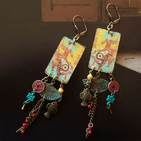 Boucles d'Oreilles Bohèmes Asiatiques - Boucles d'Oreilles Vintages ...