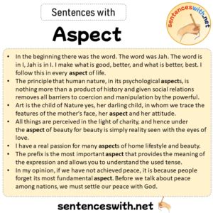 Sentences with Aspect, Sentences about Aspect in English ...