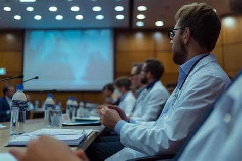 Doctor giving lecture during medical conference in meet doctors ...