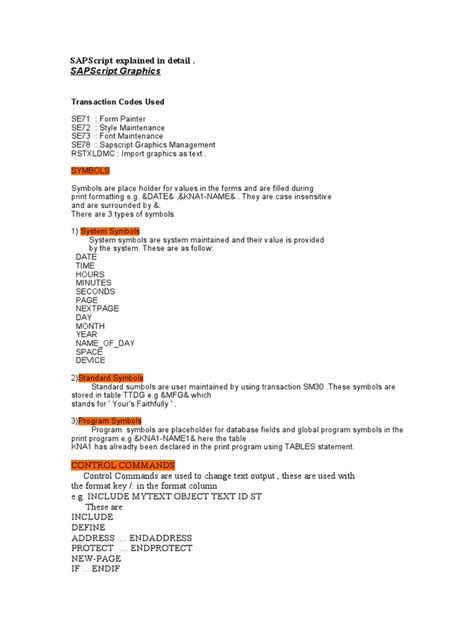 Sapscript Graphics: Sapscript Explained in Detail | PDF | Parameter ...