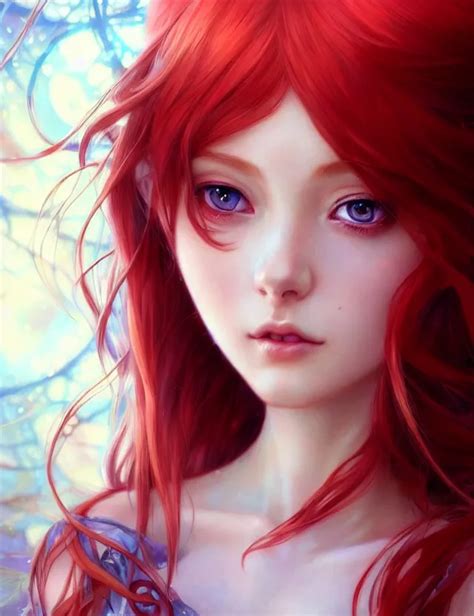 beautiful fairy girl, close - up, with red hair, | Stable Diffusion