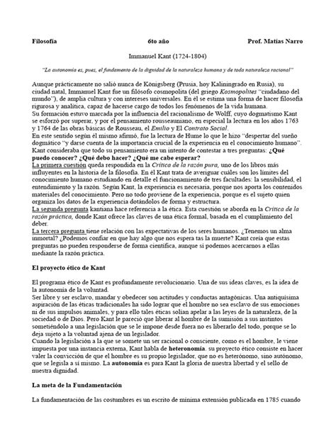 Immanuel Kant y El Formalismo Ético | PDF | Immanuel Kant | Razón