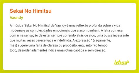 Significado da música SEKAI NO HIMITSU (Vaundy) - LETRAS.MUS.BR