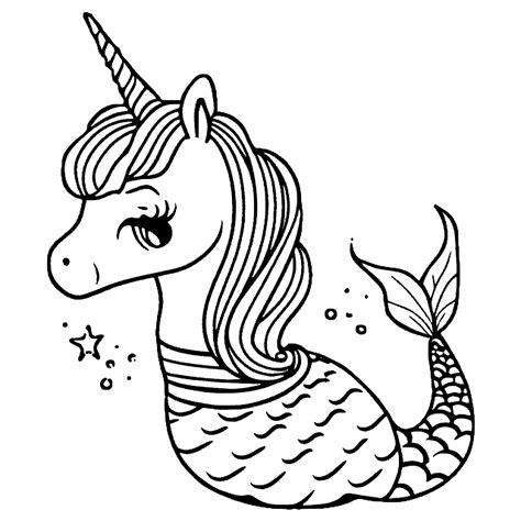 Unicorn Cupcake Mermaid Coloring Page · Creative Fabrica