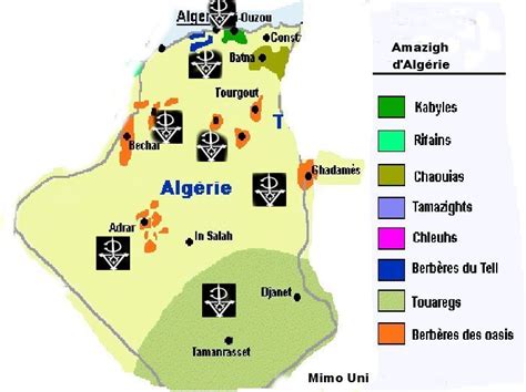 Carte Amazigh Berbere d'Algerie