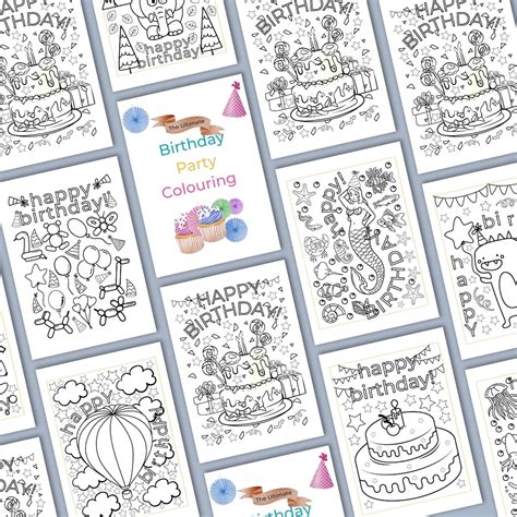Birthday Coloring Pages, 10 Printable Birthday Theme Coloring Pages ...
