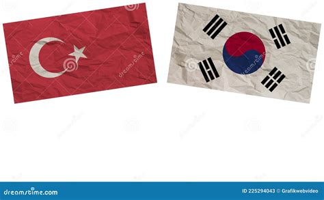 South Korea and Turkey Flags Together Paper Texture Illustration Stock ...