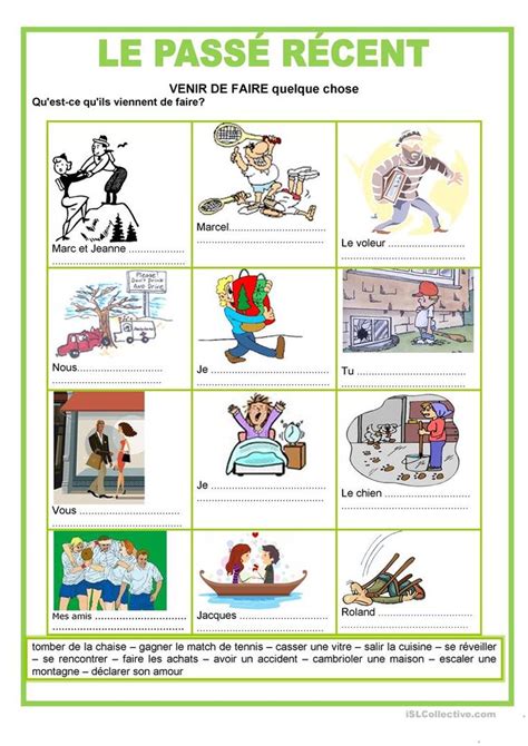 Le passé récent | Fle, Enseignement du français, French expressions