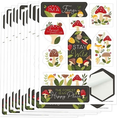 Big Dot of Happiness Wild Mushrooms - Red Toadstool Party Favor Sticker ...