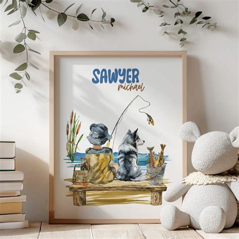 Personalized Fishing Boy Wall Art, Fishing Room Decor, Gone Fishing ...