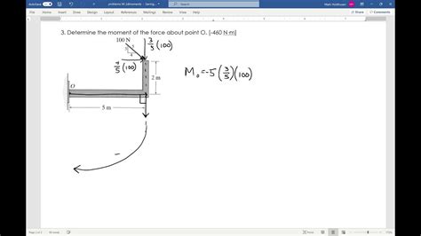 Statics 2D Moment Example 3