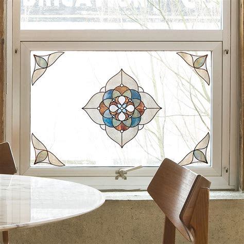Artscape 12 in. x 12 in. Venice Amber Medallion Decorative Window Film ...
