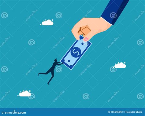 Businessman Clinging To Money. Need for Money Concept Vector Stock ...