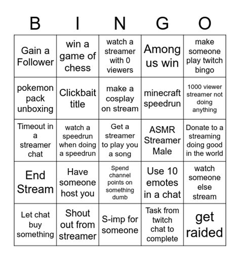 Twitch Bingo V1 Bingo Card