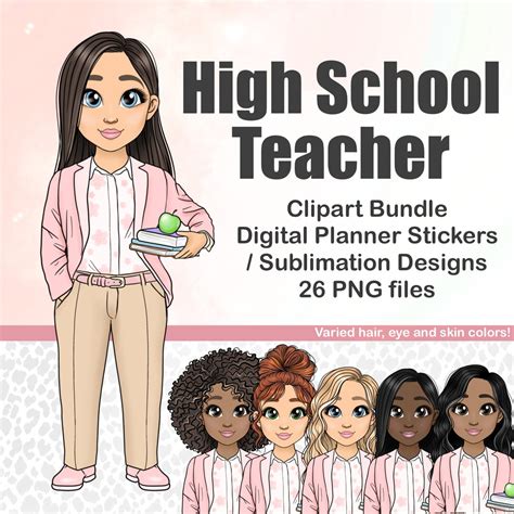 High School Teacher Clipart, Kawaii Elementary Fashion Girl PNG ...