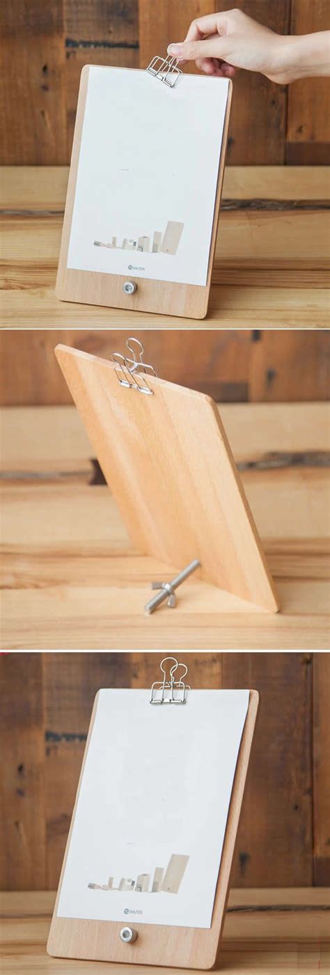 a Wooden Selfstand Desk Clipboard Document Holder with to Organizer ...