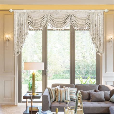 Loom and Mill Luxury Waterfall Valances for Windows, Elegant Jacquard ...