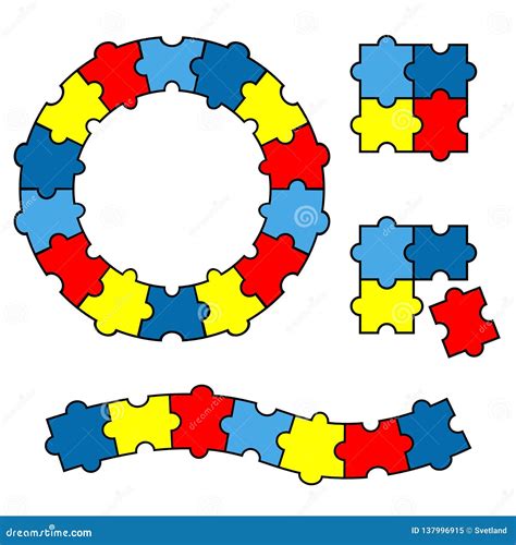 Colorful Puzzles Pieces. Puzzle Circle, Round. Jigsaw Puzzle Template ...