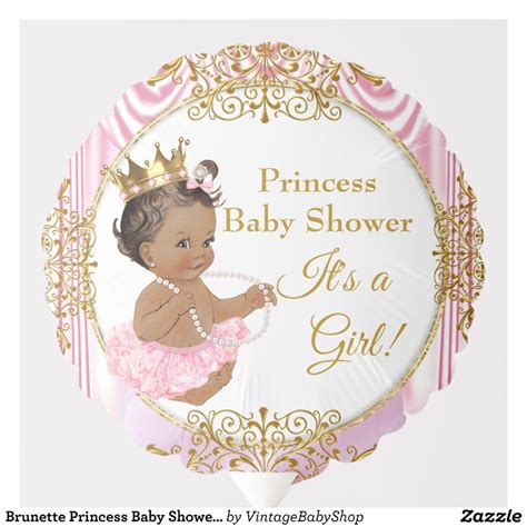 Brunette Princess Baby Shower Pink Silk dark Balloon | Zazzle | Baby ...
