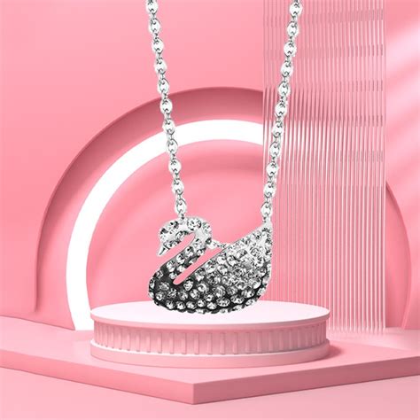 SWAROVSKI ICONIC SWAN Necklace Crystal Black and White Gradient SWAN ...