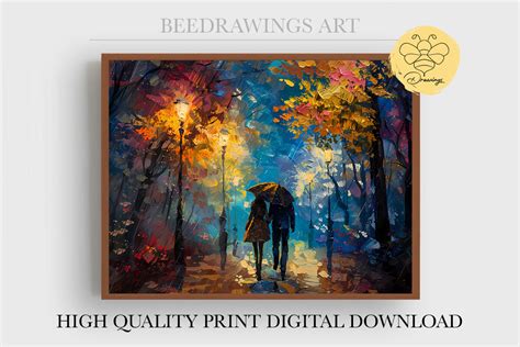 Oil Paint Romantic Couple Wall Art 17 Graphic by BeeDrawings · Creative ...