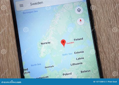 Sweden Location on Google Maps Displayed on a Modern Smartphone ...