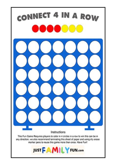 Printable Connect 4 In A Row PDF Game in 2023 | 4 in a row, Paper games ...