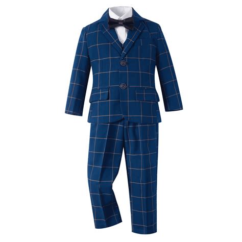 ETHAN 5 Piece Teen Boy Outfit for Evening Prom Party Elegant Plaid Suit ...