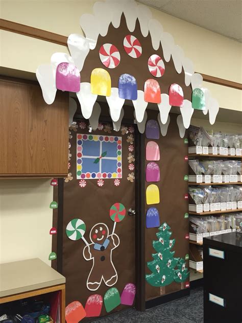 Gingerbread house classroom door decoration | Christmas classroom, Door ...