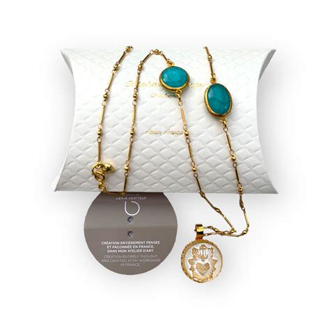 Collier sautoir Cœur Sacré blanc - Fanex France collier lune