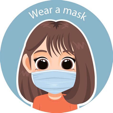 Wear a mask with girl cartoon character flat icon PNG 19841319 PNG