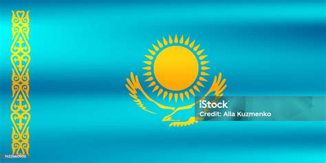 Drapeau Du Kazakhstan Symbole National Kazakh Aux Couleurs Officielles ...