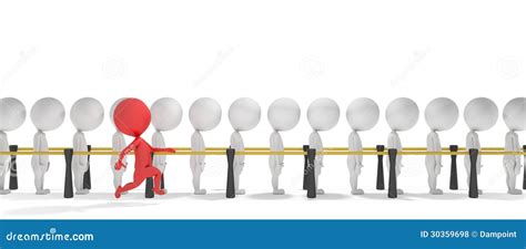 3d Smart Red Man Jumps The Queue Stock Illustration - Illustration of ...