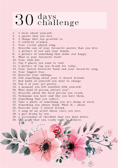 30 days challenge | 30 day writing challenge, Writing challenge, 30 day ...