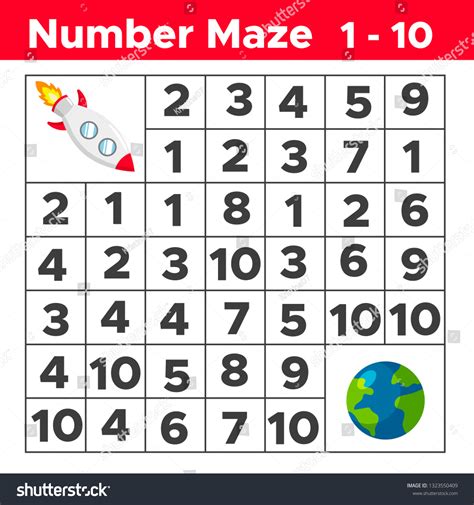 Number Maze Math Puzzle Game Children Stock Vector (Royalty Free ...