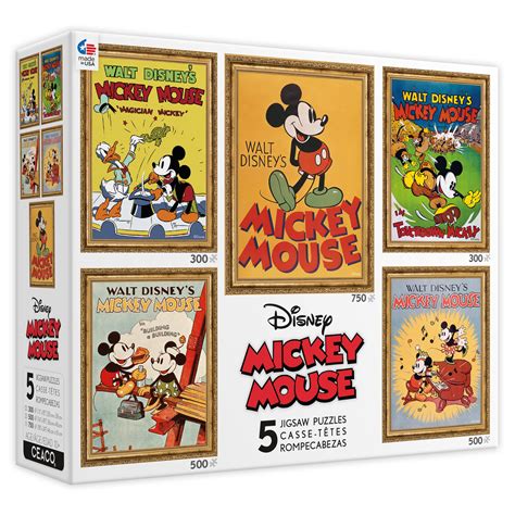 Ceaco 5-in-1 Disney Mickey Mouse Posters Multipack Interlocking Jigsaw ...